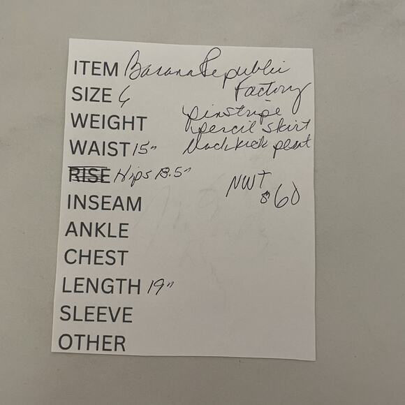 Banana Republic Pinstripe Pencil Skirt Size 6 Navy Back Kick Pleat Lined NEW - Picture 11 of 11